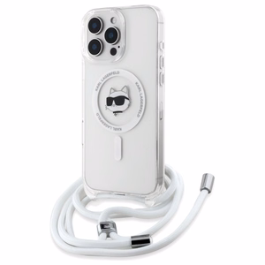 Karl Lagerfeld IML Choupette galva un aukla MagSafe iPhone 16 Pro viedtālruņa apvalks - caurspīdīgs