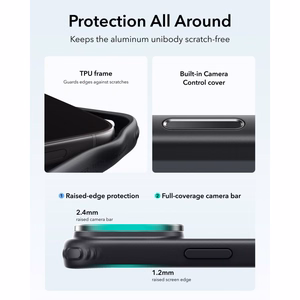 ESR Classic Hybrid Kickstand MagSafe maciņš, paredzēts iPhone 18 Pro / 17 Pro, caurspīdīgs melns