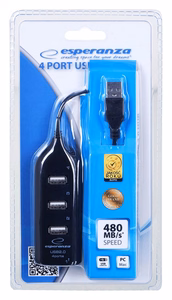 Esperanza EA116 interface hub 480 Mbit/s melns