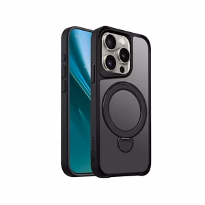 Etteri Matēts Magnētiskais gredzens viedtālruņa apvalks iPhone 15 Pro 6,1" melns