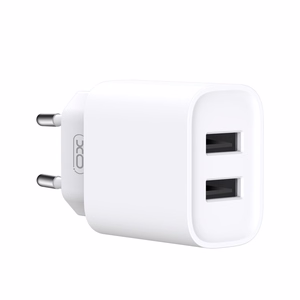 XO sienas lādētājs CE02C 2x USB 2,1A, balts + USB-C kabelis