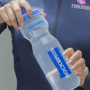 Rockbros 750 ml velosipēda pudele - caurspīdīga ar zilu iemuti