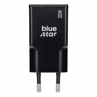 Ceļojumu lādētājs Blue Star Slim GaN 1x Type C PD QC4.0 3A 20W melns