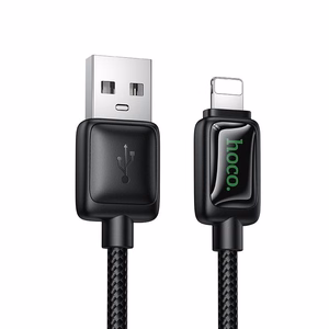 Kabelis ar LCD USB A uz Lightning Hoco 2,4A 1,2 m U146 melns