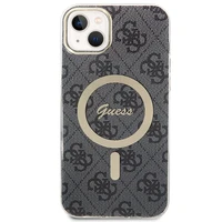 Komplekts Guess GUBPP14MH4EACSK apvalks + lādētājs iPhone 14 Plus 6.7" melns/melns cietais apvalks 4G Print Magnētiskais