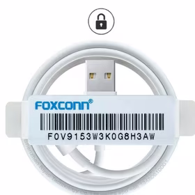 USB Kabelis iPhone Balts "Lightning" 100cm (high quality / Foxconn package)