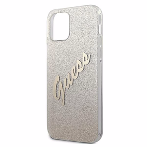 Guess GUHCP12SPCUGLSGO iPhone 12 mini 5.4" zelta/zelta cietais apvalks Glitter Gradient Script