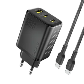 Dudao A29C 65W GaN sienas lādētājs + USB-C kabelis - melns