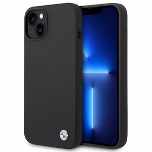 BMW Silikona Metāla Logotipa Viedtālruņa apvalks iPhone 14 - Melns