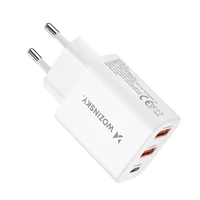 Wozinsky CWCUCW 30W USB-C / 2 x USB-A sienas lādētājs - balts