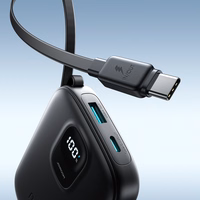 Portatīvais lādētājs Joyroom JR-PBF17 22.5W 10000mAh ar iebūvētu USB-C kabeli + 0.25cm USB-C kabelis - melna