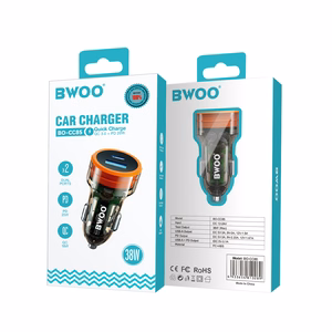 BWOO PD auto lādētājs 1x USB-C - USB-A ports 38W caurspīdīgs