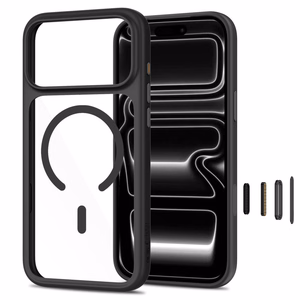 Tech-Protect MagOne CC MagSafe maciņš ar 2 rūdītiem stikliem, paredzēts iPhone 18 Pro Max / 17 Pro Max, caurspīdīgs melns