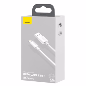 Baseus kabelis Simple Wisdom USB - Lightning 1,5 m 2,4A balts 2 gab.