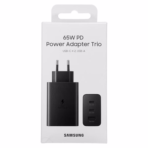 Зарядное устройство Samsung 2x USB Type C / USB PPS, Power Delivery PD 65W, QC 3.0, AFC, FCP чёрное (EP-T6530NBEGEU)