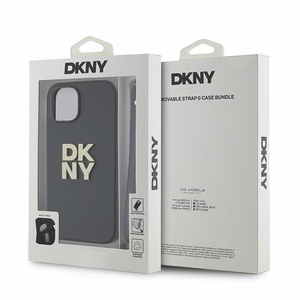 DKNY Viedtālruņa apvalks ar siksniņu un logotipu iPhone 15 Plus - melns