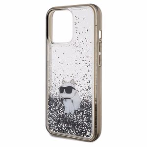Karl Lagerfeld Liquid Glitter Choupette viedtālruņa apvalks iPhone 13 Pro Max - caurspīdīgs