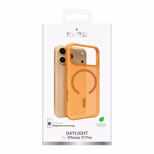 Puro Daylight Magnētiskais saderīgs silikona viedtālruņa apvalks iPhone 17 Pro - caurspīdīgs oranžs