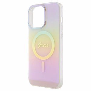 Guess IML Iridescent Magnētiskais viedtālruņa apvalks iPhone 15 Pro - rozā