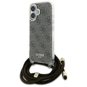 Guess Crossbody Cord 4G Print viedtālruņa apvalks ar siksniņu iPhone 16 - brūns