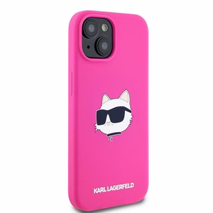 Karl Lagerfeld Silikona Choupette Head Magnētiskais viedtālruņa apvalks iPhone 15 Plus / 14 Plus – rozā