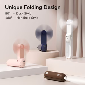 Портативный ручной USB-вентилятор Jisulife Life8 Mini с внешним аккумулятором 2000 мА·ч и фонариком — белый