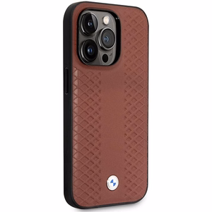 Viedtālruņa apvalks BMW BMHCP14L22RFGR iPhone 14 Pro 6.1 - sarkans ādas diamantraksts