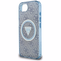 Guess IML Metal Glitter 4G Circle Triangle magnētiskais viedtālruņa apvalks iPhone 16e - zils