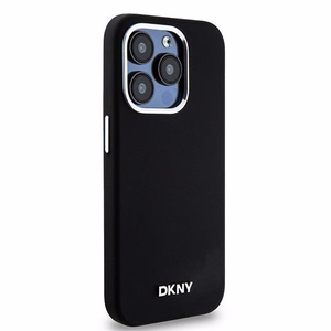 DKNY DKHMP15LSMCHLK iPhone 15 Pro 6.1"melns maciņš Liquid Silicone Small Metal Logo MagSafe