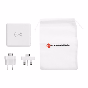 FORCELL F-ENERGY daudzfunkcionālais lādētājs 15W 4in1 ar USB/USB-C pieslēgvietu, portatīvo lādētāju 8000mAh un bezvadu uzlādi