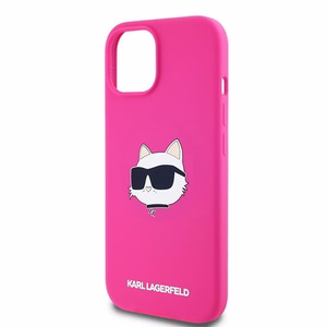 Karl Lagerfeld Silikona Choupette Head Magnētiskais viedtālruņa apvalks iPhone 15 Plus / 14 Plus – rozā