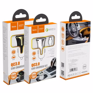 Automašīnas lādētājs Hoco Z31 USB + lightning QuickCharge (3.0A) melns