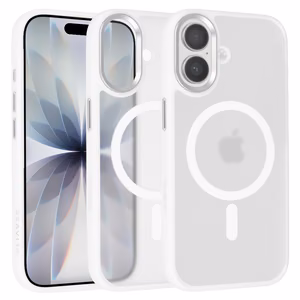 Liavec Cloudy maciņš ar metāla kameras rāmi priekš Iphone 17 balts (kameras vadības poga)