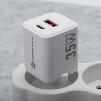 FORCELL F-ENERGY Mini GaN III VT-35C ceļojumu lādētājs ar 1 x Type C + 1x USB A ligzdām, PD QC4.0 35W balts