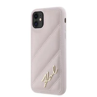 Karl Lagerfeld Diagonal Quilted Script apvalks viedtālrunim iPhone 11 / Xr - rozā