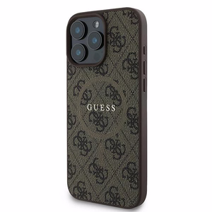 Guess 4G gredzens klasiskā logotipa magnētiskais viedtālruņa apvalks iPhone 16 Pro - brūns