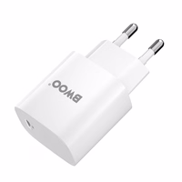 BWOO CDA159 PD sienas lādētājs 20W 1x USB-C ports + Lightning balts