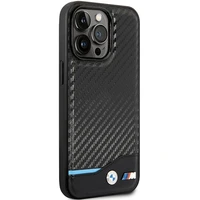BMW Leather Carbon macins priekš iPhone 13 Pro Max - Melns
