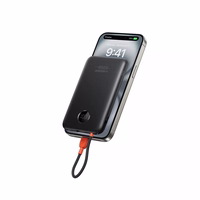 Portatīvais lādētājs 10000 mAh with built-in kabelis USB C QC3.0 PD 2A 22,5W K1C W1189 melns