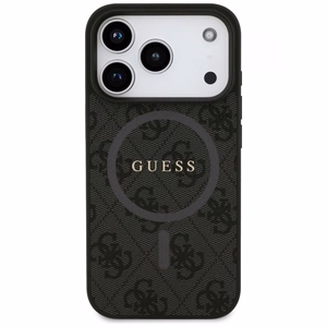 Guess 4G gredzena klasiskā logotipa magnētiskais viedtālruņa apvalks iPhone 17 Pro - melns