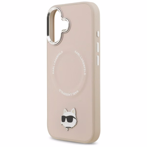 Karl Lagerfeld Choupette Pin Magnētiskais viedtālruņa apvalks iPhone 17 - rozā