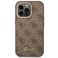 Guess GUHCP14LHG4SHW iPhone 14 Pro 6.1 "brūns / brūns cietais apvalks 4G Vintage Zelta Logotipa