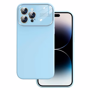 Soft Silicone Lens Case for iPhone 15 Plus Light Blue