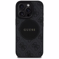 Guess 4G Circle Classic Logo Magnētiskais viedtālruņa apvalks iPhone 16 Pro Max - melns