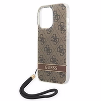 Guess GUOHCP14LH4STW iPhone 14 Pro 6.1 "brūns / brūns cietais apvalks 4G druka Siksna