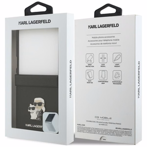 Melns Karl Lagerfeld Saffiano Karl & Choupette Pin vāciņš Samsung Galaxy Z Flip8 tālrunim