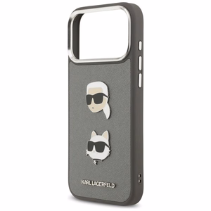 Karl Lagerfeld FW Graudains Karl & Choupette galvu nagli un logotips viedtālrunim iPhone 17 Pro Max - pelēks