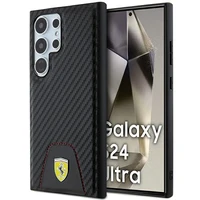 Ferrari Carbon Stitched Bottom viedtālruņa apvalks Samsung Galaxy S24 Ultra - melns