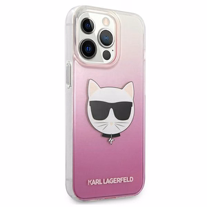 Karl Lagerfeld Choupette galvas viedtālruņa apvalks iPhone 13 Pro Max – rozā