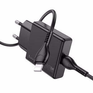 Зарядное устройство для телефона Hoco Slim USB C QC PD 20W + кабель USB C to Lightning N37 чёрное